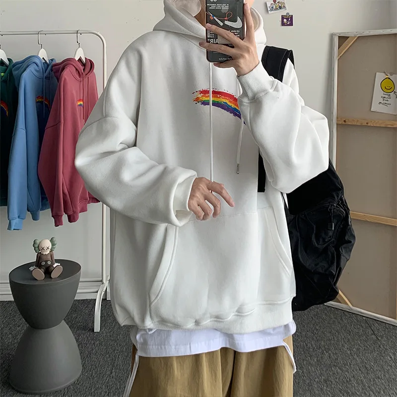 

ZOGAA 2021 New Hoodie Men's Casual Fashion Sports Rainbow Pattern Long-Sleeved Hoodie Cotton Men's Loose High Street Style Top