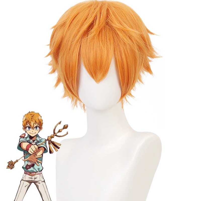 

Jibaku Shounen Toilet-bound Hanako-kun Minamoto Kou Yellow Short Wig Cosplay Costume Heat Resistant Synthetic Hair Wigs +Hairnet