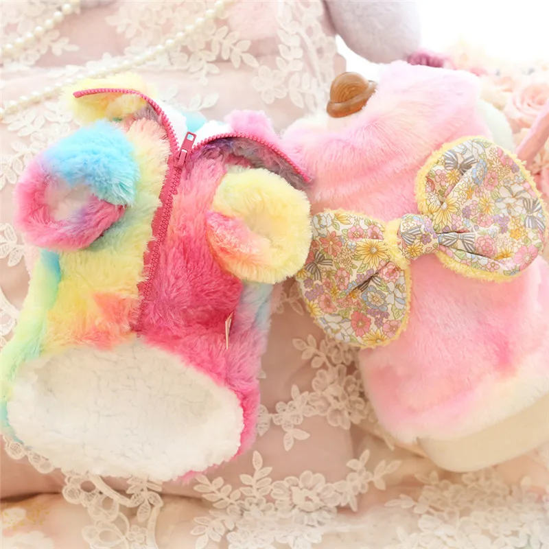 

Winter Colorful Pet Coat Jacket Cute Bowknot Dog Clothes Puppy Apparel Cat Pomeranian Yorkshire Maltese Poodle Terrier Clothing