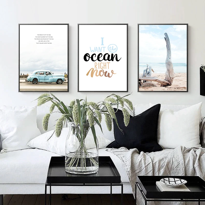 

Blue Ocean Mediterranean Sea Canvas Painting Seagull Art Poster Beach Landscape Wall Nordic Wall Pictures For Living Room Decor