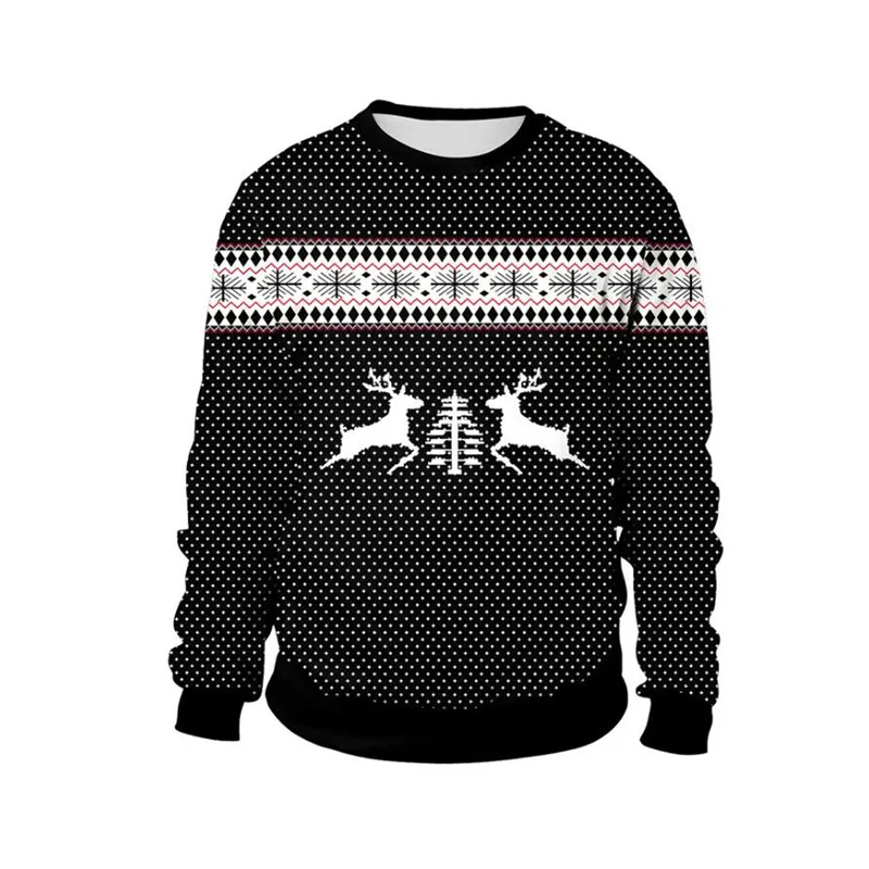 

Men Women Reindeer Ugly Christmas Sweater 3D Funny Printed Autumn Winter Christmas Sweatshirt Couple Holiday Party Xmas Jumpers