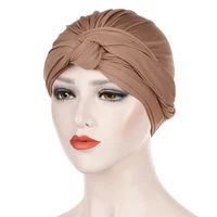 cross twist head wrap cap for women elastic muslim inner hijab turban bonnet femme musulman islamic solid turbante indian hat
