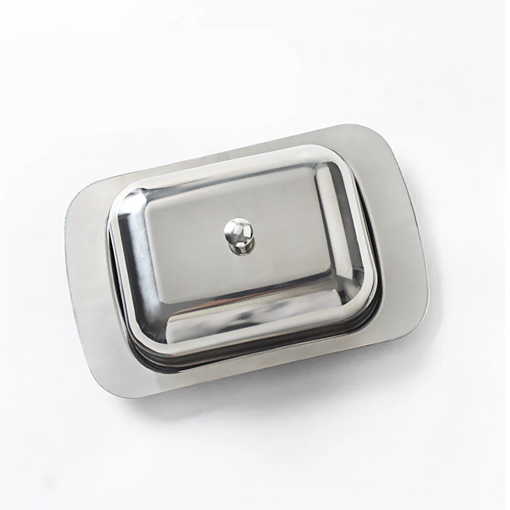 

Butter Dish Stainless Steel Practical Fresh Keeping Butter Container Butter Box Butter Keeper Tray Silver Home Accessories 1pcs