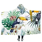 Фламинго с рисунком цветов и листьев одежда с капюшоном и принтом Одеяло для взрослых и детей из ткани шерпа носимых пледы Одеяло микрофибра пледы