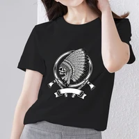 women t shirts with new street style skull pattern series female tops clothes summer commute classic black o neck tee shirt