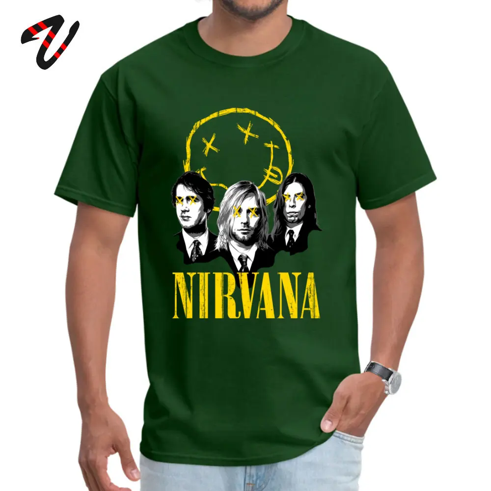 Скидка Nevermind Nirvana повседневные футболки с короткими рукавами Осень Зима хлопковая футболка для Мужская футболка подарок на день рождения - Цвет: Dark Green