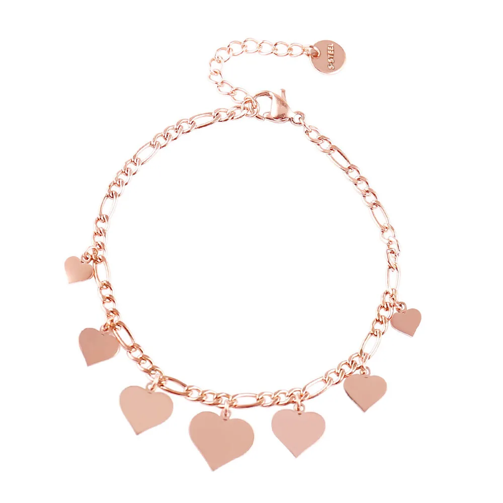 

Fashion Stainless Steel Multi Heart Charm Bracelets for Woman Euro Hot Gold Silvery Chain Bangles & Bracelet 2020 Steel Jewelry