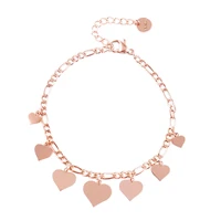 fashion stainless steel multi heart charm bracelets for woman euro hot gold silvery chain bangles bracelet 2020 steel jewelry