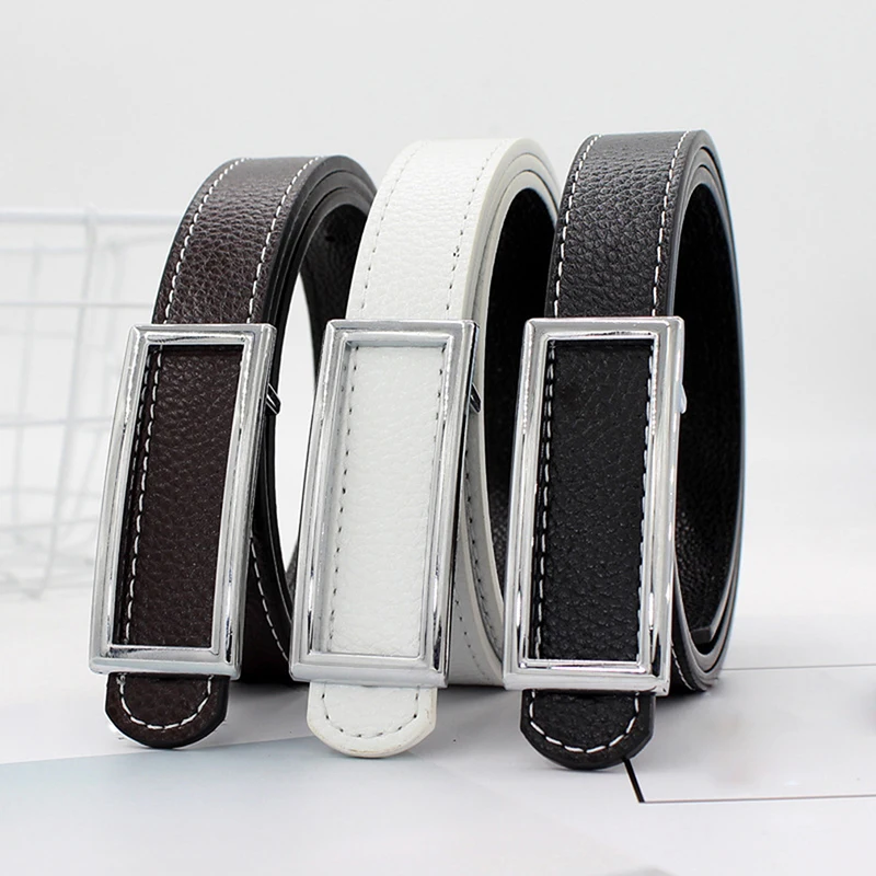Новинка черный кожаный ремень женский квадратный с металлической пряжкой
