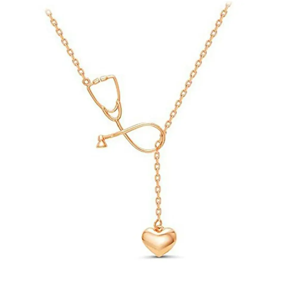 

Ожерелье с подвеской в виде сердца стетоскопа, цепочка с подвеской в виде сердца, медсестры, ожерелье до ключицы для женщин, ожерелье с врачо...