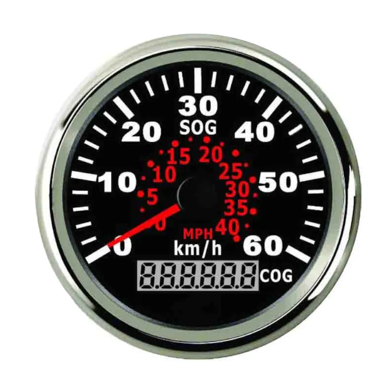 Black Silver 85 мм Автомобильная лодка 60KMH gps спидометр одометр спидометр с красной подсветкой для мотоцикла Авто Грузовик яхта 9~ 32 В - Color: Black Silver