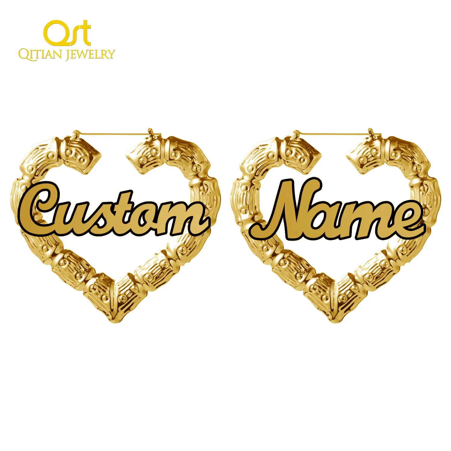 Пользовательские Бамбук Серьги-кольца из нержавеющей стали пользовательское