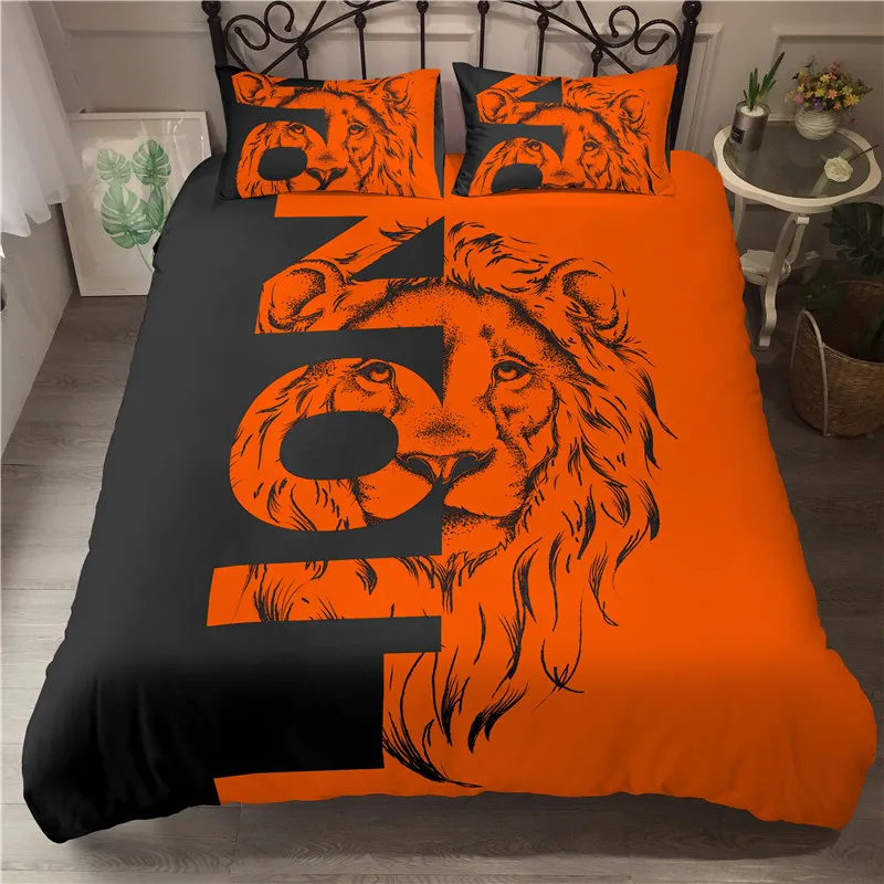

Fashion HD Digital Print Lion Bedding Sets Duvet Cover+ Pillowcase 2/3pcs Single Queen King bed set US/AU/EU size