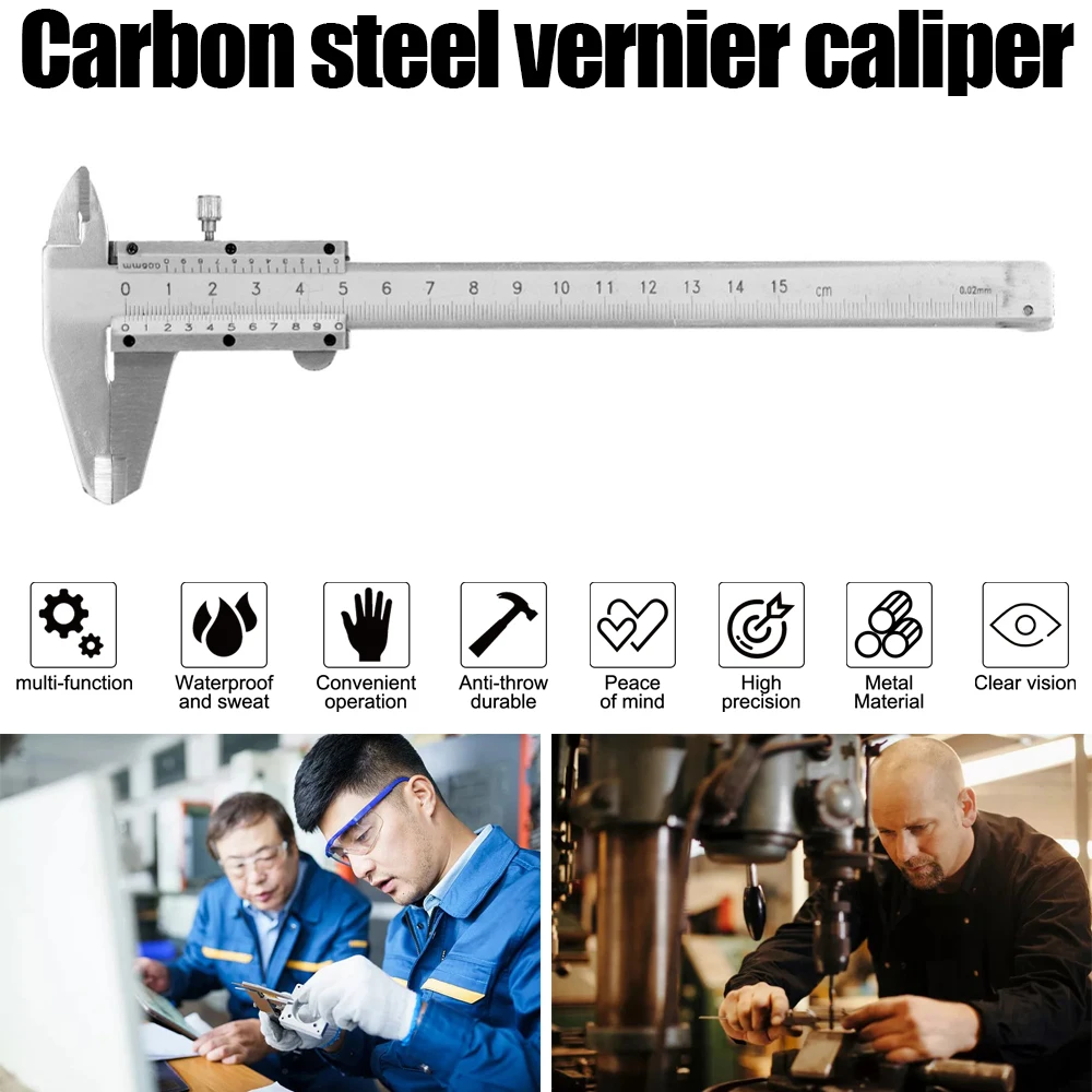 

Vernier Caliper Micrometer Range 0-150mm Accuracy 0.02mm Carbon Steel Measuring Tool Caliper for Precision Measurements