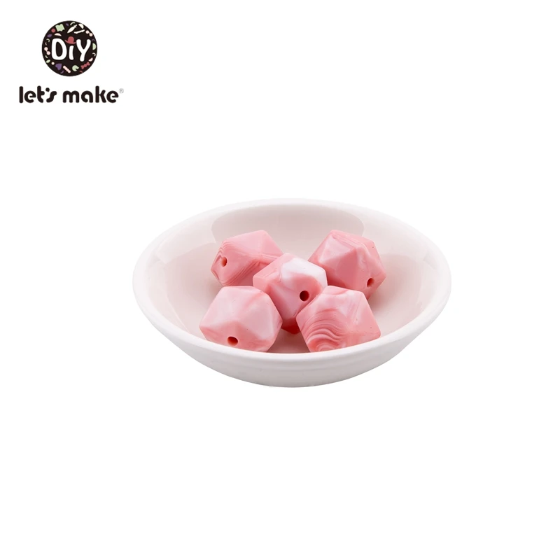 marble pink Let' s сделать 20 шт. Силиконовые Бусины Пищевой шестигранный силиконовый шарик 14 мм Сделай своими ругами слингобусы соска цепь Bpa Бесплатный Детский Прорезыватель - Цвет: marble pink