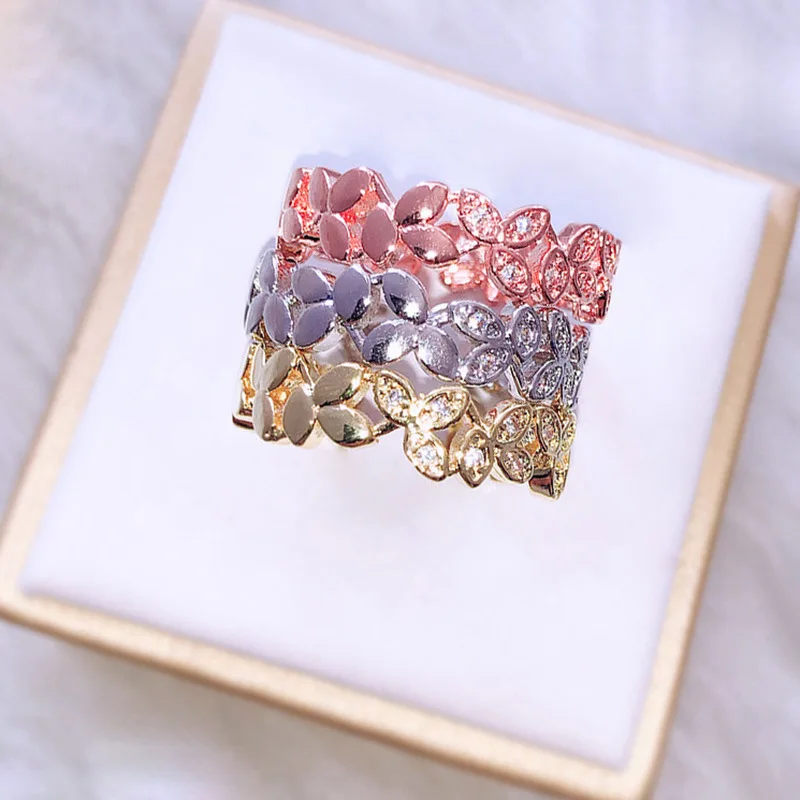 

Женское ажурное кольцо с листьями, элегантное и простое разноцветное кольцо в европейском и американском стиле, изящный романтический пода...