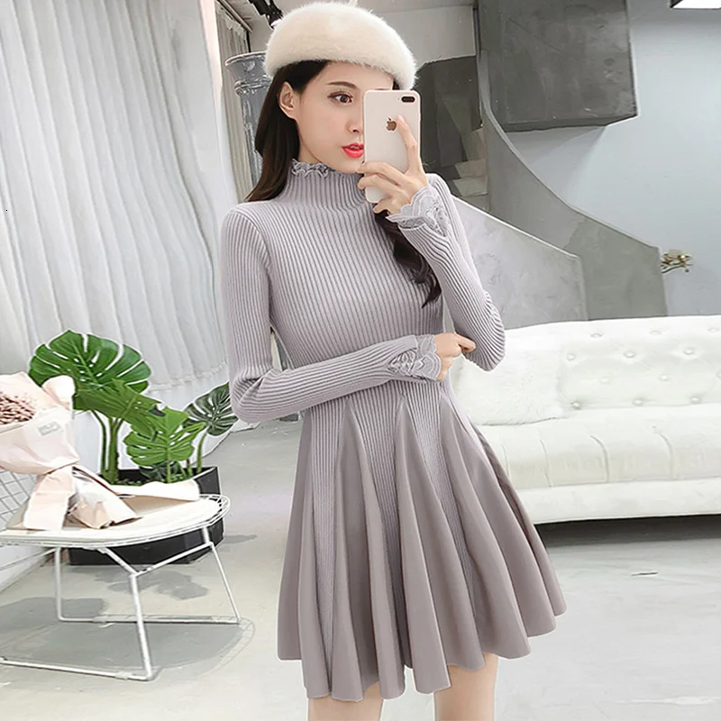 Женское облегающее платье LANMREM из искусственной кожи с полувысоким воротником