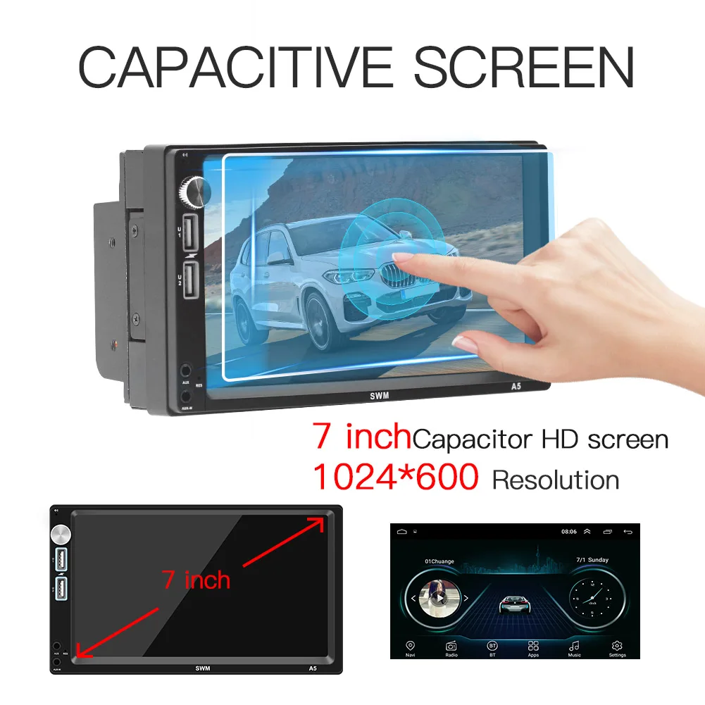2 Din Авто Радио Android 8,1 мультимедийный плеер 2din 7 ''сенсорный экран автомобильный аудио Bluetooth MP5 плеер gps MirrorLink wifi FM радио