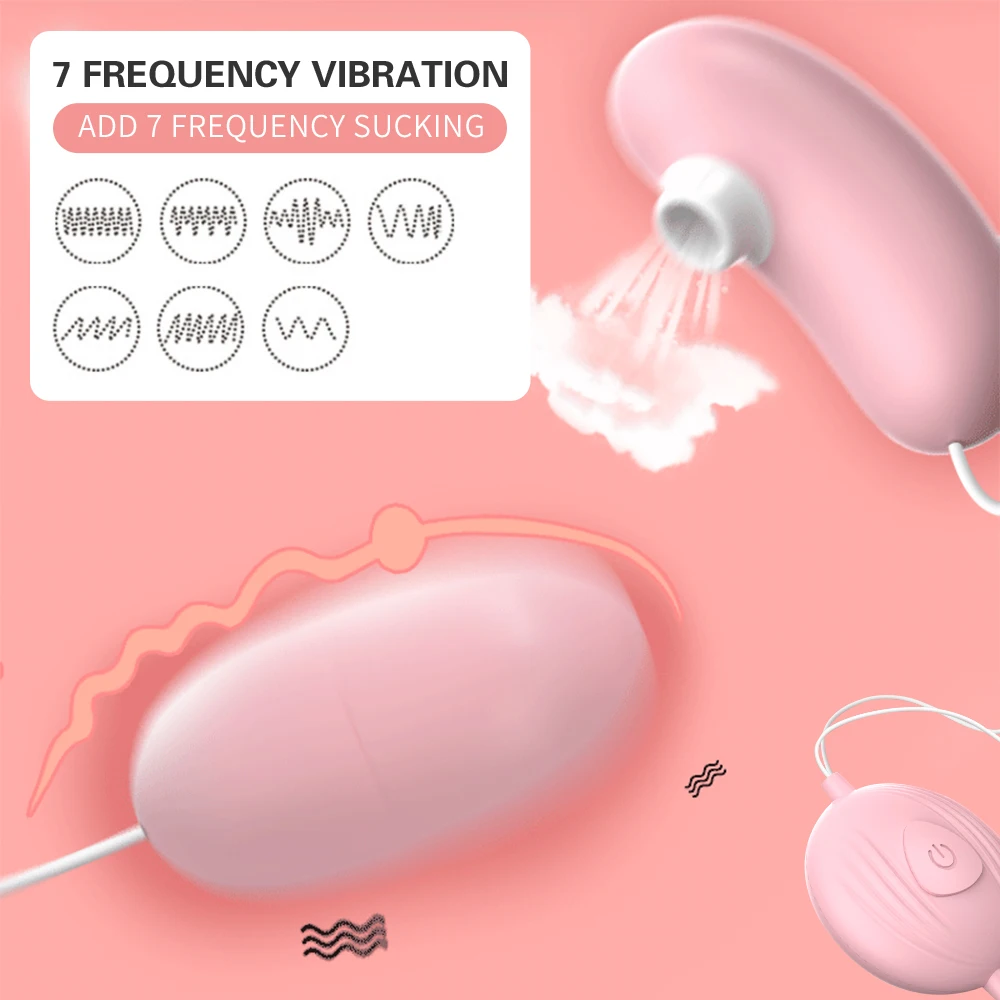 7-Frequency G-spot Vaginal Stimulator Nipple Sucking Massager Vibrating Egg Sex Machine Remote Control Adult Toys for Woman