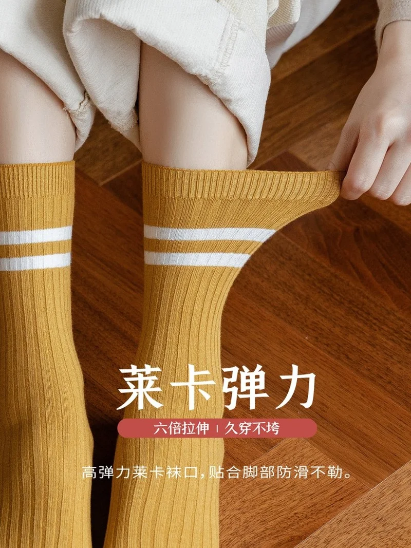 Women Socks Cotton Socks Spring and Autumn Models Japanese High-tube Cotton Socks Autumn and Winter Korean Stockings