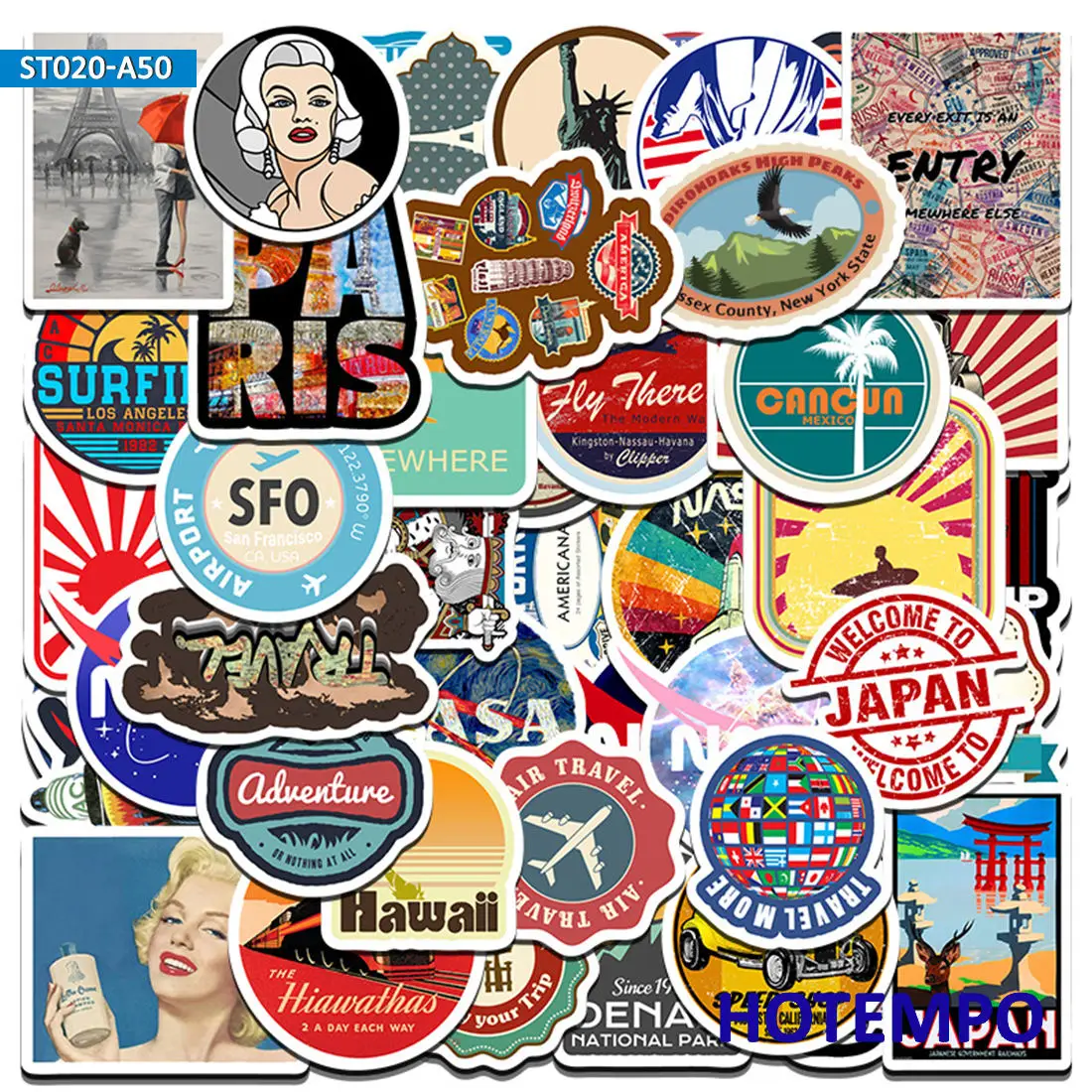 50 шт. путешествия Стиль Культурный символы логотип Ретро наклейки Стикеры