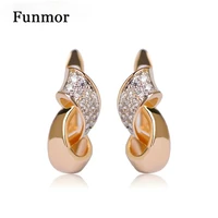 funmor luxurious geometric stud earrings aaa zircon prong setting crystal orecchini english lock copper brincos women bijoux