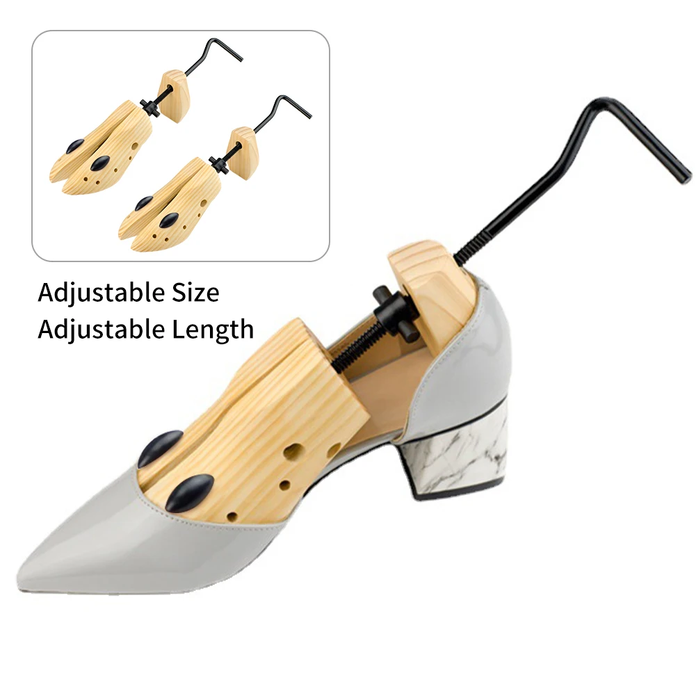 2pcs Man Women Durable Non Slip Home Natural Wood Easy To Use Foot Grinding Widener Anti Crease Shoe Stretcher Ergonomic Handle