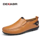 Мужские воздухопроницаемые мокасины DEKABR, желто-коричневые повседневные слипоны из натуральной кожи, кроссовки для взрослых, весна-осень 2019