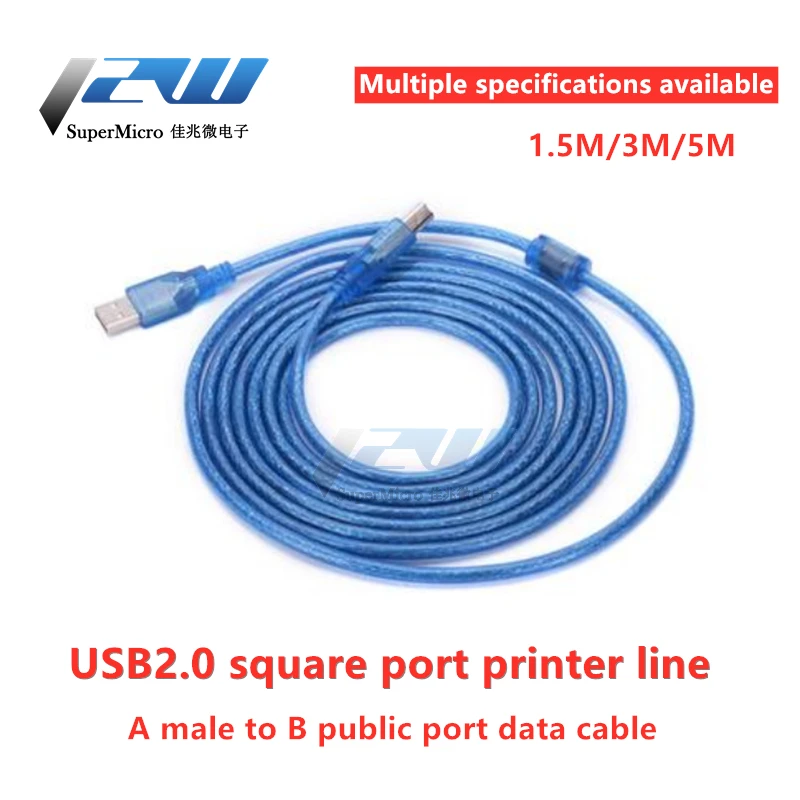 High Speed ​​USB Blue Transparent 2.0 Printer Cable Type A Male to B Dual Shield for 01.5m 3m，5m | Обустройство дома