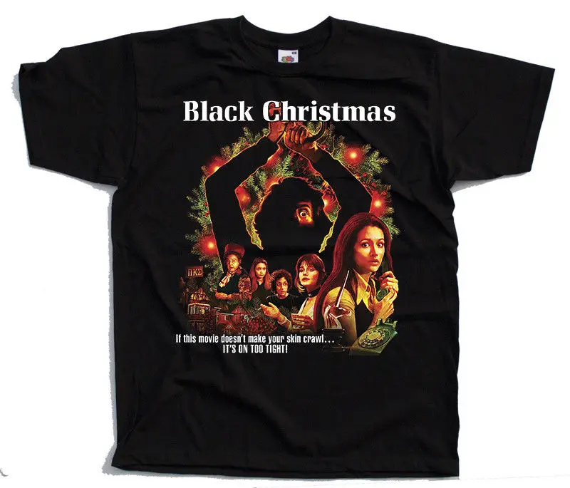 

Black Christmas, Movie Poster, 1974 T SHIRT BLACK All Sizes S-3XL Design Style New Fashion Short Sleeve 100% Cotton