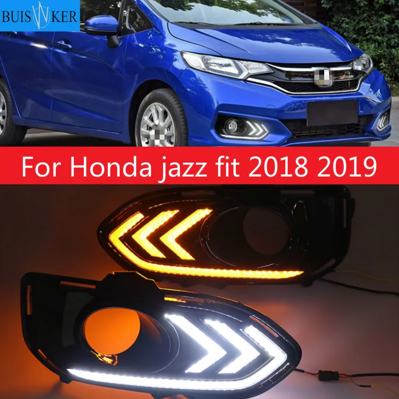 Дневные ходовые огни 2 шт. для Honda jazz fit 2018 2019 Светодиодные ДХО противотуманные