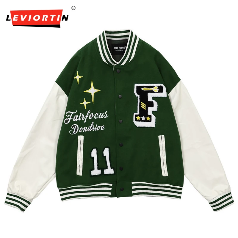 

Куртка унисекс из искусственной кожи с вышивкой, в стиле хип-хоп