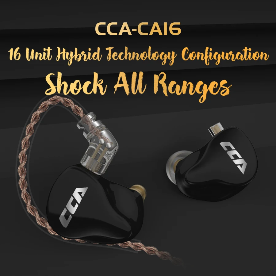 CCA CA16 7BA+1DD Hybrid Drivers In Ear Earphone with 2PIN Cable HIFI Monitoring Headset for KZ ZSN PRO ZST ZSX C12 C16 A10 Z1D