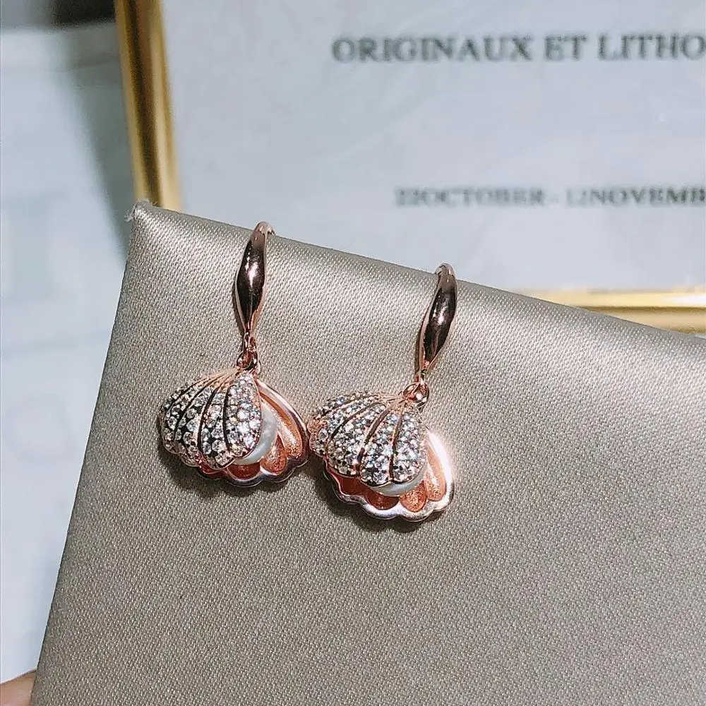 

Boho Female Small Shell Pearl Earrings 925 Sterling Silver Hanging Earrings Women Cute 2020 Summer Jewelry Dangle Earrings