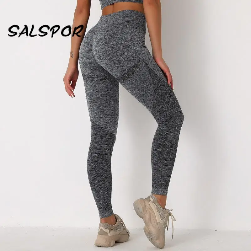 

SALSPOR бесшовные большой попой леггинсы для спорта, фитнеса, одежда для активных движений, тренировочные Леггинсы для бега с высокой талией об...