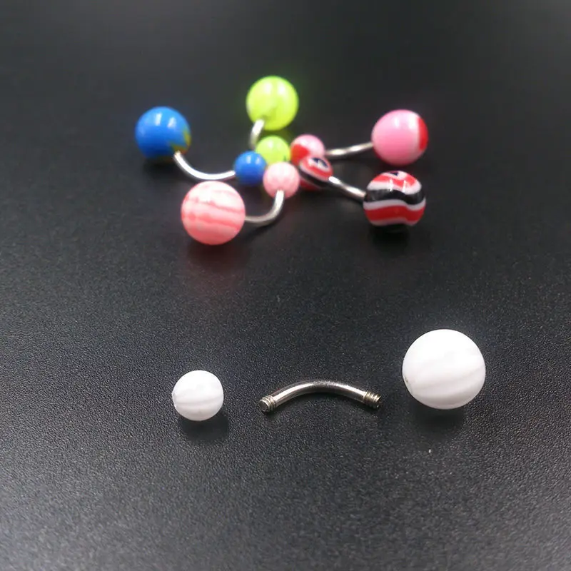 Кольцо-пупок из нержавеющей стали изогнутая штанга с акриловым узором в виде