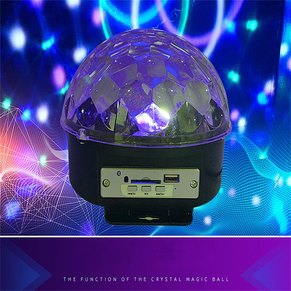 

Светодиодная кристаллическая Волшебная Лазерная сценическая лампа с Bluetooth для дома KTV, цветная Вращающаяся лампа с голосовым управлением и ...