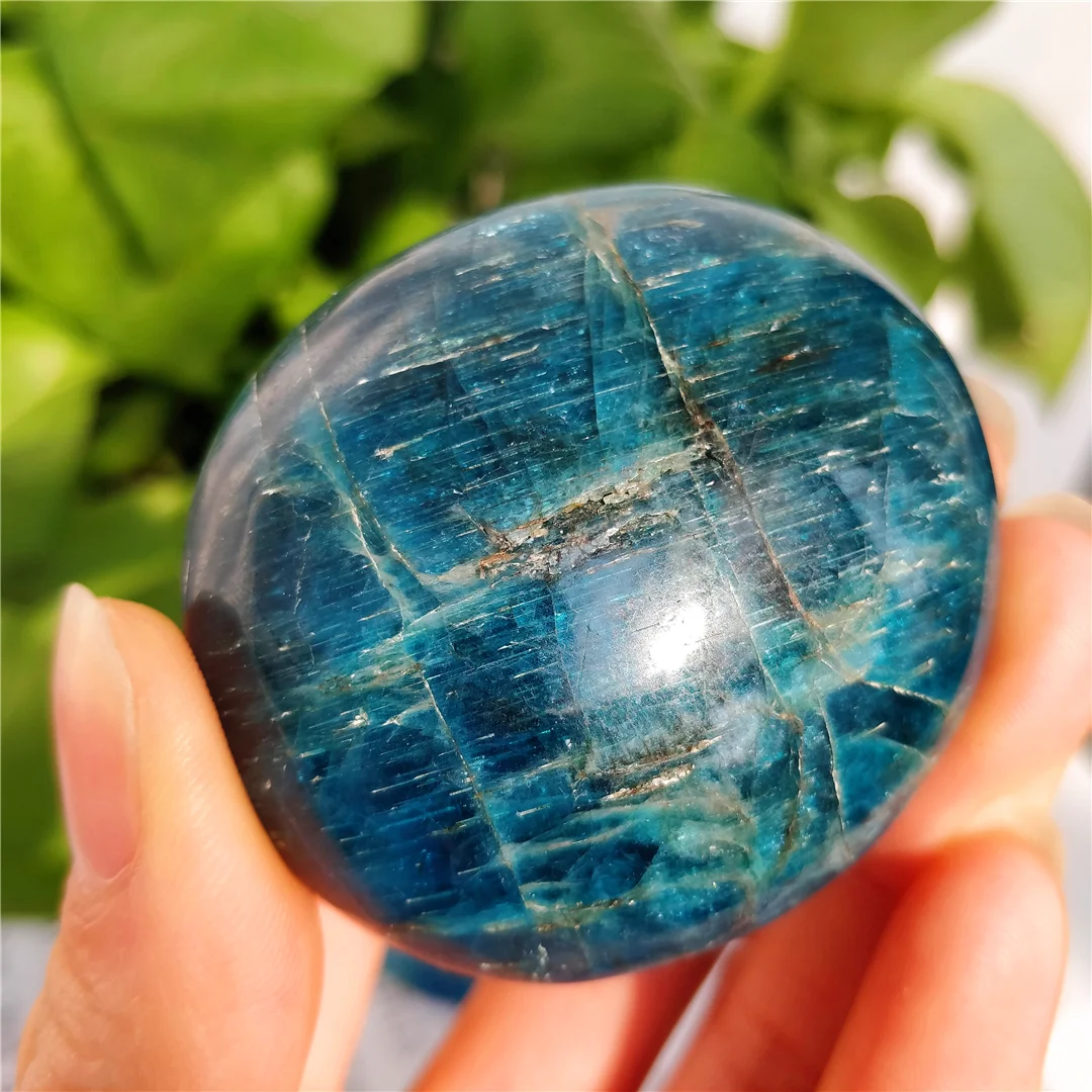 

Натуральный голубой апатит, кварц, кристалл, карманный пальмовый камень, минералы фосфора, гладкие камни для беспокойства, лечебное украшен...