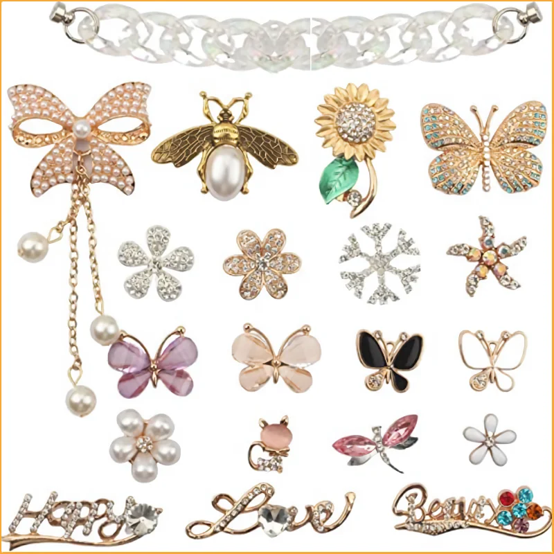Alloy Bees Butterflys Croc Charms Designer DIY Luxury Rhinestones Shoes Decaration for Croc Jibb Clogs Kids Women Girls Gifts