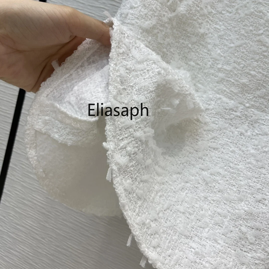 High Street Tweed White Skirts for Women Summer High-end Brand All-match High Waist Skirt Top Quality Blended Knitted Skirt Lady