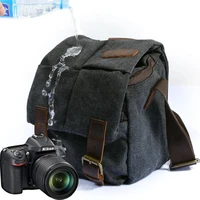 waterproof camera bag canvas leather trim dslr slr camera messenger bag vintage dslr slr photography case gray