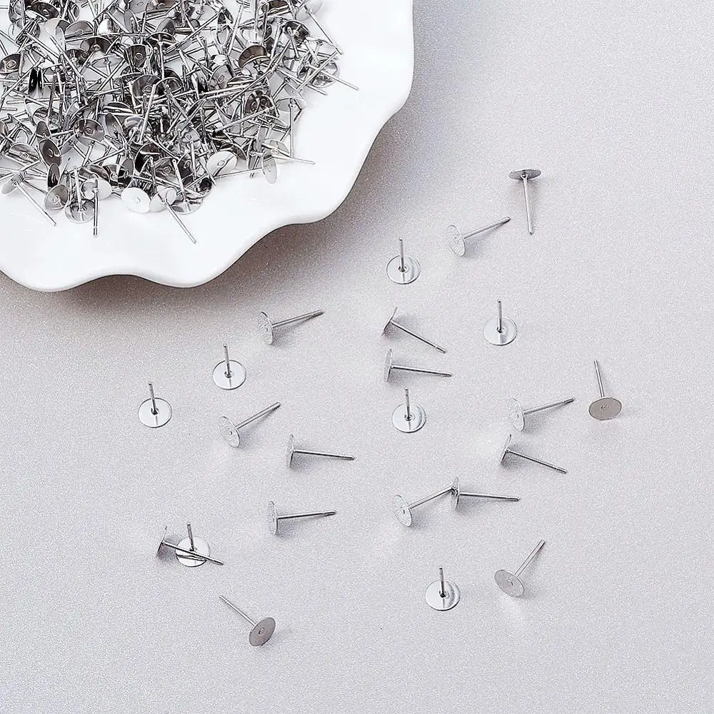500 шт. круглые плоские серьги гвоздики из нержавеющей стали 12x4 мм 12x5 12x6 12x8 штифт: 0 6