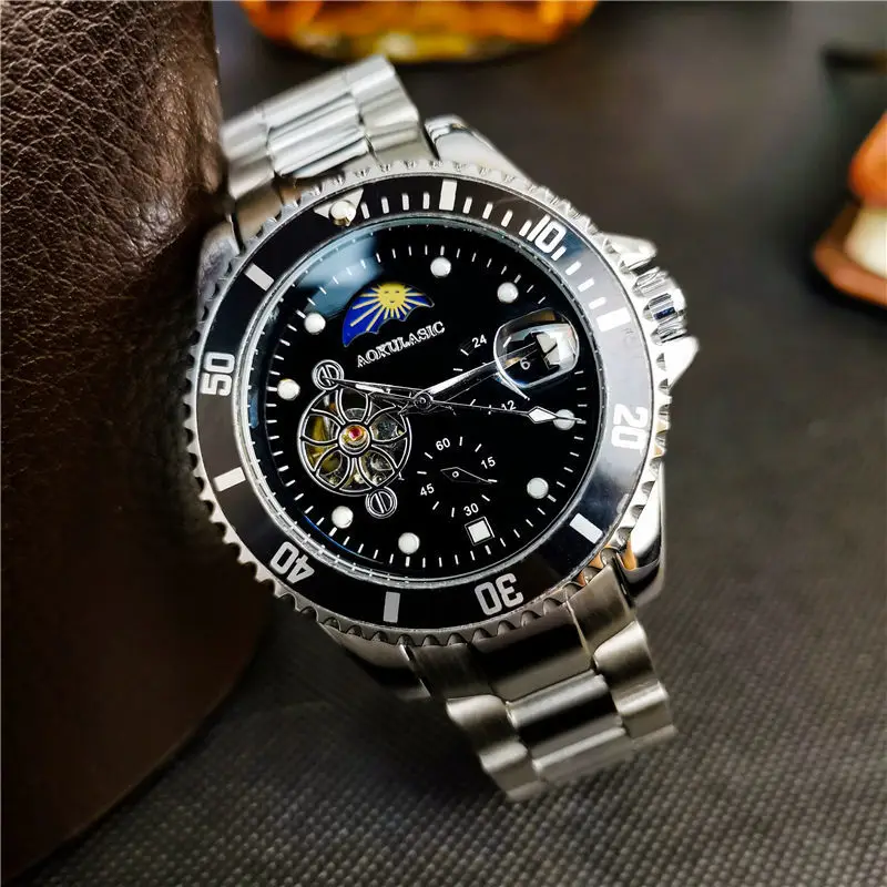 

Upgraded Water Ghost Automatic Mechanical Watch Men's Fashion Casual Business Watch Luminous Waterproof Moon Phase Men's Table