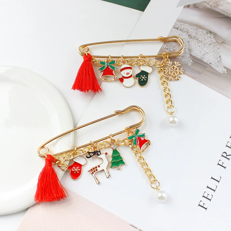Рождественские украшения дамы булавка брошь корсаж шарф замыкатель замка Санта