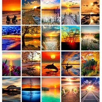 141618222528ct 11ct printing only sunset landscape sea view cross stitch kit home decor gift cross stitch set embroidery