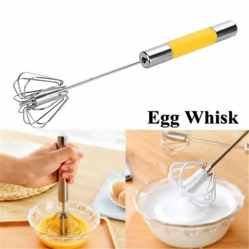 

10/12/14 inch Stainless Steel Kitchen Semi-Automatic Egg Beater Whisk Manual Hand Mixer Self Turning Egg Stirrer Egg Tools