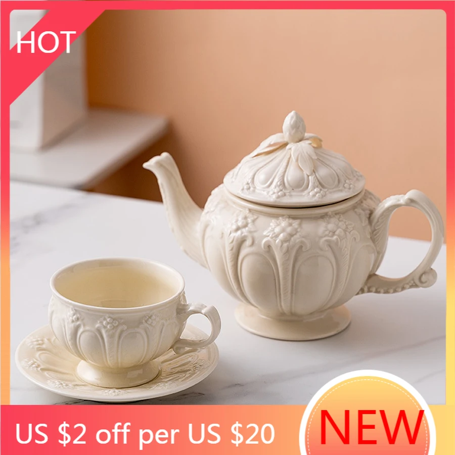 

Luxury Personalized Coffee Cup Set Espreso Vintage Engraving Dessert Cups White English Cappuccino Xicaras Afternoon Tea ZZ50BD