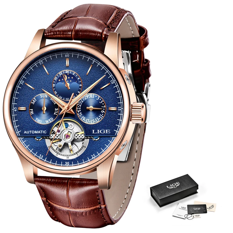 

LIGE Fashion Men Watch Top Brand Luxury Automatic Mechanical Watch For Men Casual Waterproof Date Clock Male Relogio Masculino