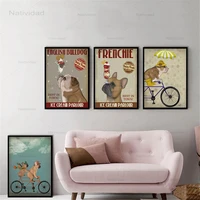 english bulldog ice cream dog quadros pictures on canvas painting for living room dog bicycle wall art retro posters and prints