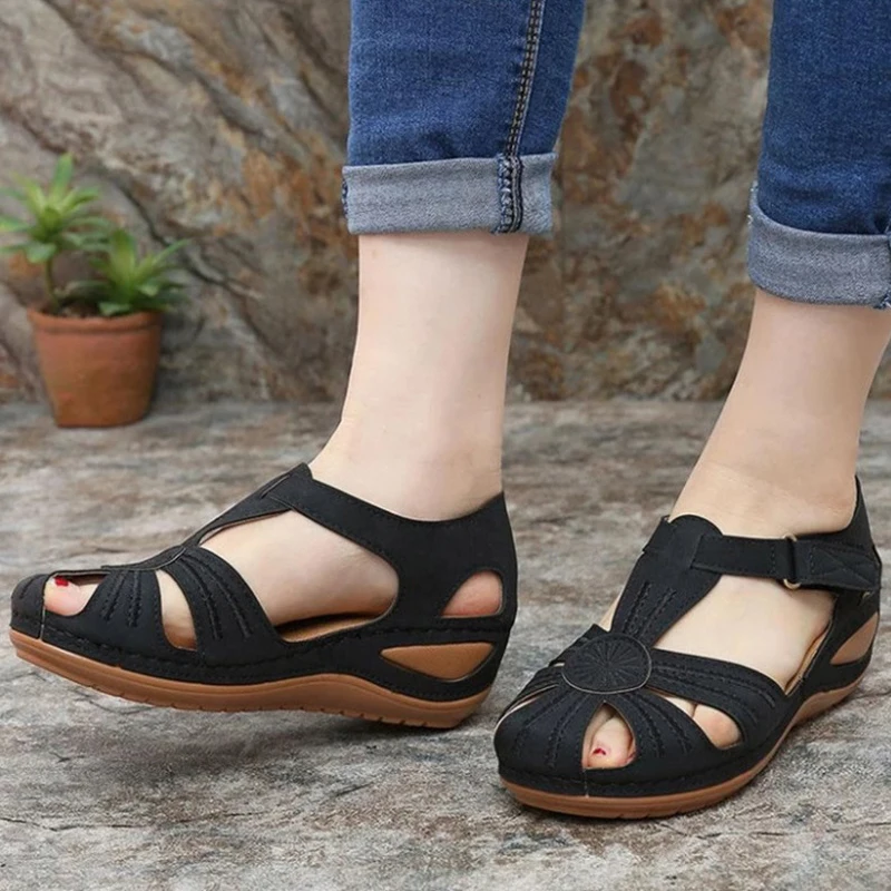 Босоножки женские кожаные на платформе в стиле ретро Размеры 35-43 | Обувь